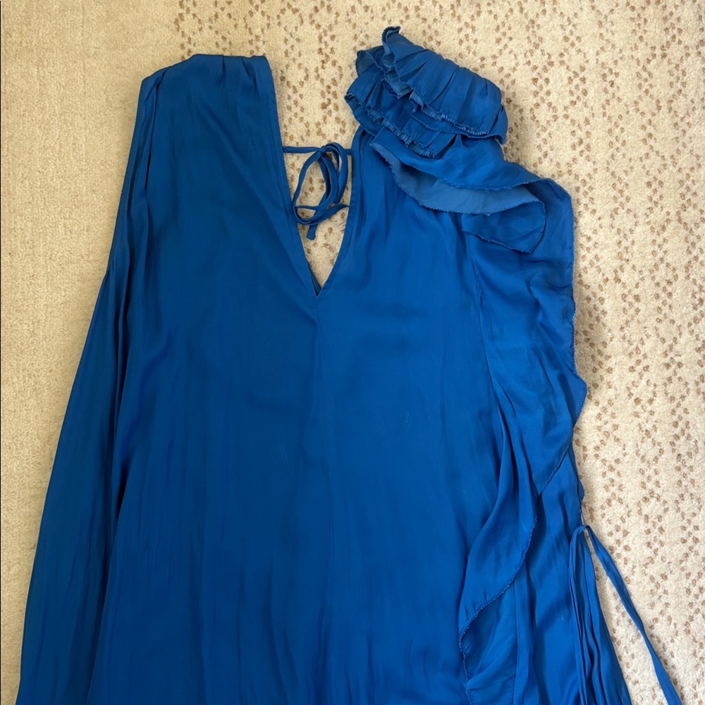 Ramy Brook Kaisley V-Neck Midi Dress Blue Size Small - Picture 9 of 9